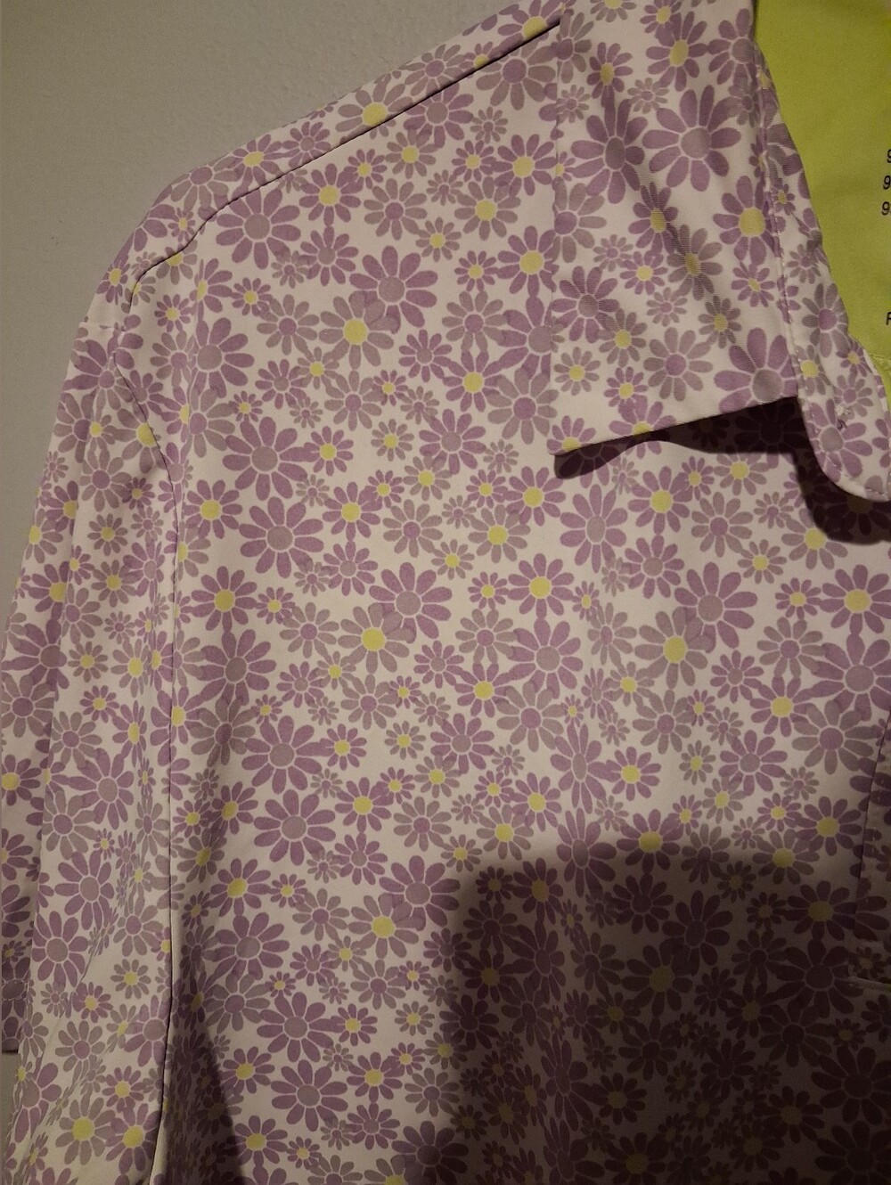 Birdie Bound Polo Shirt Mens M Purple Floral Golf Performance Stretch Pickleball